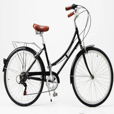 China Doble V Freno 6-7 Velocidad Vintage Retro Adultos Mujeres Comfort City Cruiser Bicicletas de Mujeres con Cesta Frontal en venta