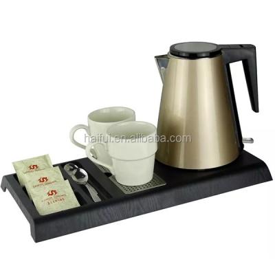 China 360 Degree Rotation Base Popular Hotel 1.2L Stainless Steel Kettle Top Cordless Electric Hotel Kettle Tray Set With Serving Tray for sale