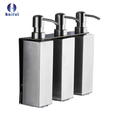 China Foam Soap Dispenser Triple Heads 304# Stainless Steel Square Soap Dispenser Wall Mounted for sale