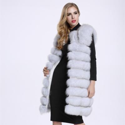 China China Factory Supply Breathable High Quality Fox Fur Long Vest Fluffy Women And Soft Long Fur Vest for sale