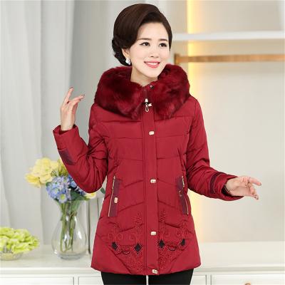 China C2020307 Waterproof Thickened Mid Length Mum Winter Ladies Padded Printed Jackets Womens Cotton Coat for sale