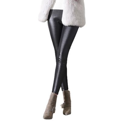 China New Antibacterial Women Fashion PU Leather Stretch Legging Skinny Gaiters Tight Black Leather Pants for sale