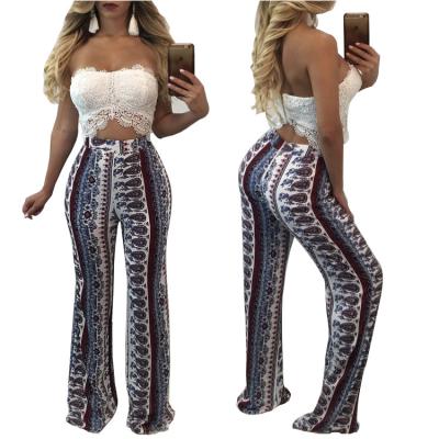 China High-waisted antibacterial digital printing wide-leg casual pants for summer women wear for sale