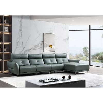 China (Other) Adjustable Modern Italian Leather Corner Sofa L Shape Couch Living Room Recliner Sectional Sofa for sale