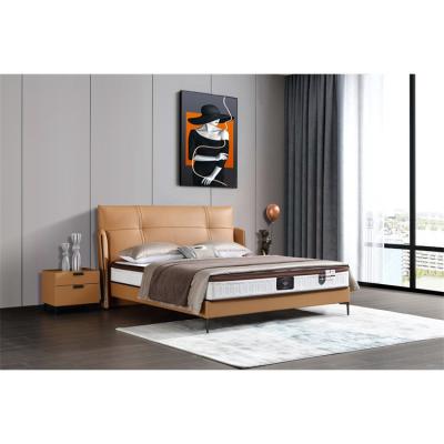 China Modern Adjustable Beds(Other) Comfort Bedroom Furniture Modern Orange Leather Double Bed Queen Size Soft Bed Large for sale