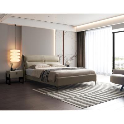 China (Other)Adjustable Modern China Made Headboard Bedroom Hotel Residence Leather Thin King Queen Size Bed for sale