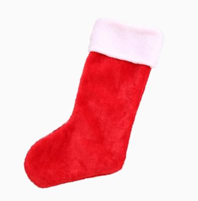 China Plush Free Sample Christmas Supplies Santa Christmas Stocking Candies Biscuits Gift Bag/Hanging Pocket Christmas Tree Sock Toy/Cheap Stocking for sale