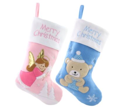 China 2020 Hotsale PopularFree Shipping Angel Girl Teddy Style Lovely Pink Plush Christmas Stocking For Christmas Eve Gifts Hanging Tree for sale