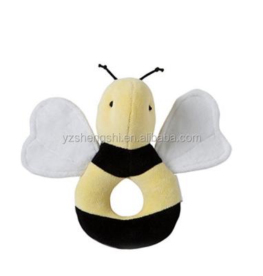 China OEM baby gift/wrist covering rattles with bee plush toys/custom plush bee baby toys for sale