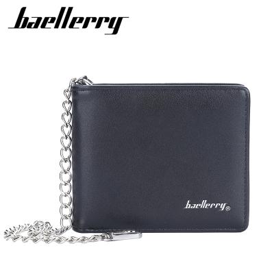 China Other New Baellerry Men's Short Wallets Brand Card Holder Purse Photo Luxury Men's Wallet PU Chain Male Leather Holder for sale