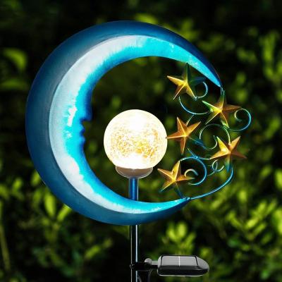 China LANDSCAPE Star Moon Decoration Slit Glass Sphere Led Waterproof Solar Gate Street Light Garden Bollard Light for sale