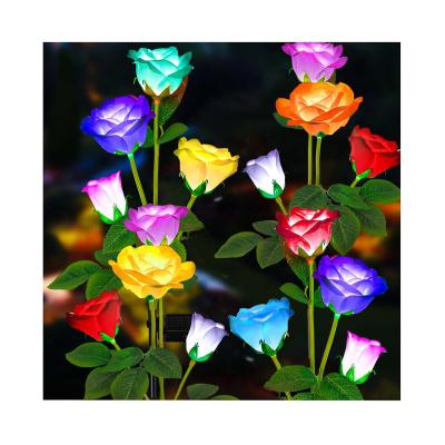 China Shock and Vibration Resistant 7 Color Outdoor Color-Changing Mounted Decorative Panels of More Realistic Roses String Lights Solar Powered Pole Garden Lights for sale