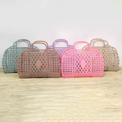 China 2022 Hot Women's Fashion Amazon Sale Fashion Luxury Tote Shopper Bag Fold PVC Silicone Jelly Beach Bag For Kid Jelly Handbags for sale