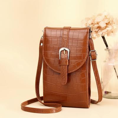 China Hot Selling New Design 2022 Daily Life PU Crocodile Skin Single Shoulder Bag Fashion Mini Crossbody Mobile Cell Phone Purse For Women for sale