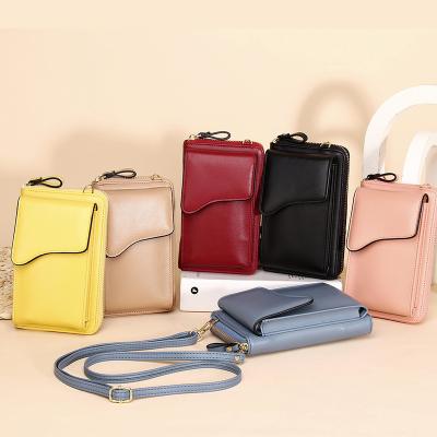 China Cheap Daily Life Factory Price Women Cross - Body Cell Phone Purse For Women Simple Wallet Bag Ladies Shoulder PU Leather Mobile Phone Bag for sale