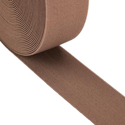 China Factory wholesale custom 2cm-10cm dark brown elastic band woven elastic webbing for sale