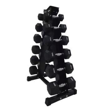 China Universal Custom Hot Selling LOGO Black Rubber Fitness Equipment Adjustable Hexagon Dumbbell Set Double Dumbbell Rack for sale