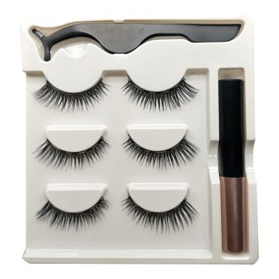 China Newest Reusable Fake Mink Eyelash Magnets 3d Mink Magnetic Eyelashes Set Soft 3D With Eyeliner Private Label Magnet Highlights for sale