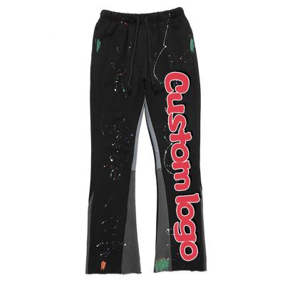 China custom high quality vintage logo print Anti-wrinkle heavy oversized unisex French Terry flared sweatpants for sale