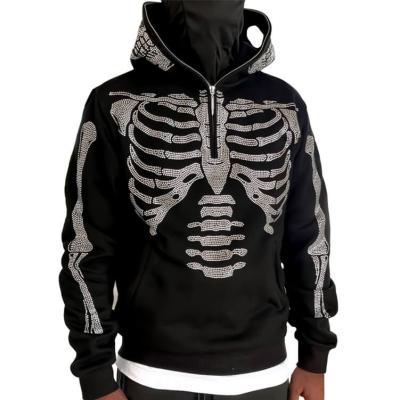 China Wholesale High Quality Oversized Mens Hoodies Full Face Zipper OEM Cotton Anti-Wrinkle Screen Printing Hoodie 100% Custom Made Black for sale