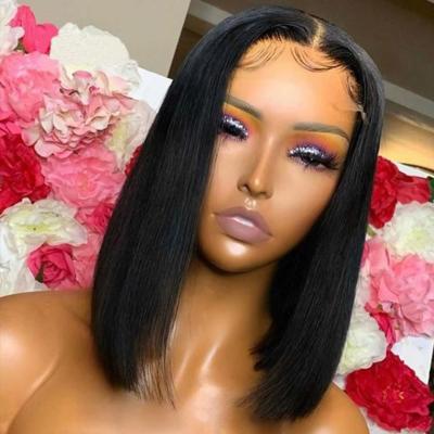 China Straight Bob Wigs 13x4 Lace Front Human Hair Wigs 10 Inch Brazilian Virgin Hair Short Bob Wigs Straight Natural Color for sale