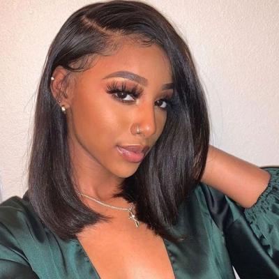 China Short Straight Bob Wigs Straight Lace Front Human Hair Wigs For Women Pre Pluck With Baby Hair 13x4 Glueless Remy Lace Front Wig for sale