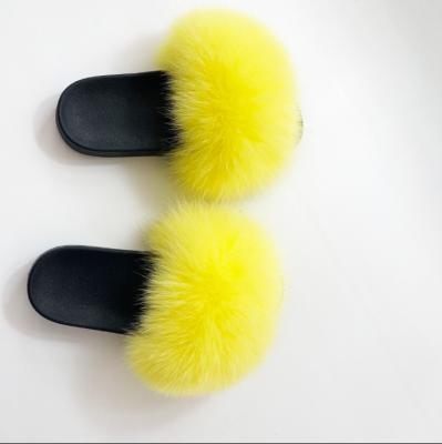 China Fashion Trend Fox Fur Slides With Many Beautiful Colors For Women for sale