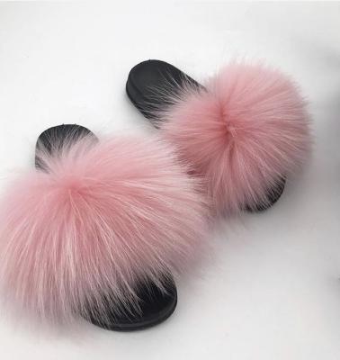 China Handmade Fashion Trend Jewelry Fashion Trend Of Pink Fluffy Sandals Slippers Slides for sale