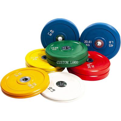 China Commercial Use China Weightlifting Colorful Bumper Plates Fitness Equipment Workouts Rubber Coated Barbell Plates for sale