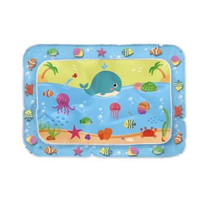 China Sports Play Tummy Time Eco-friendly PVC Inflatable Infant Water Play Mat With Animal Floating For Baby for sale