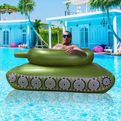 China Customized Inflatable Swimming Pools Summer Entertainment Tank Pool Float Green Tank Float Swimming Inflatable Tank Pool Float With Squirt Gun for sale