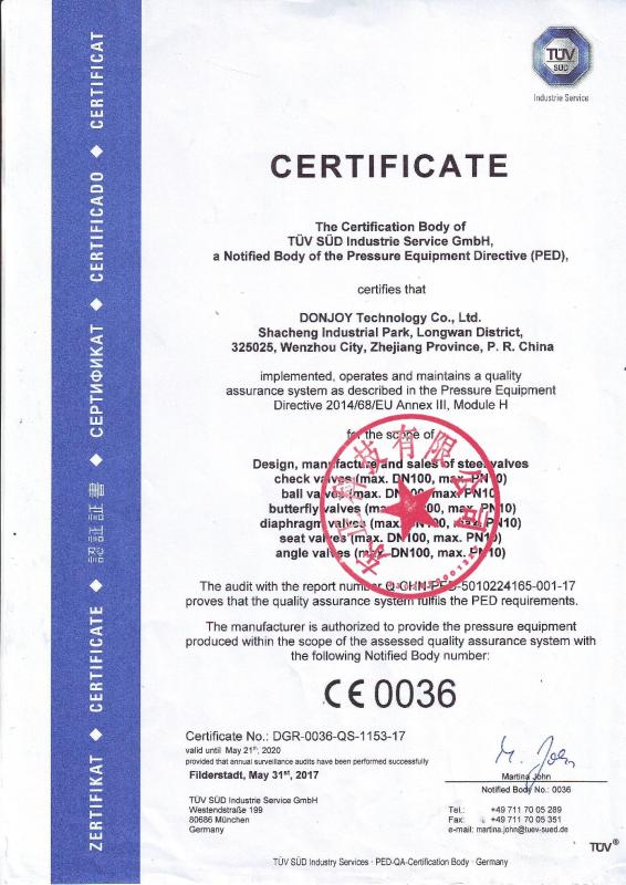 CE - DONJOY TECHNOLOGY CO., LTD