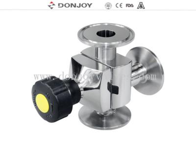 China 316L Mini Type  3 way Sanitary Diaphragm Valve L type  with tri clamp End for sale