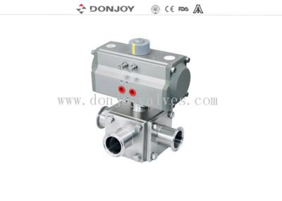 China Sanitary Three way non retention Ball Valve with Aluminium Pneumatic for sale