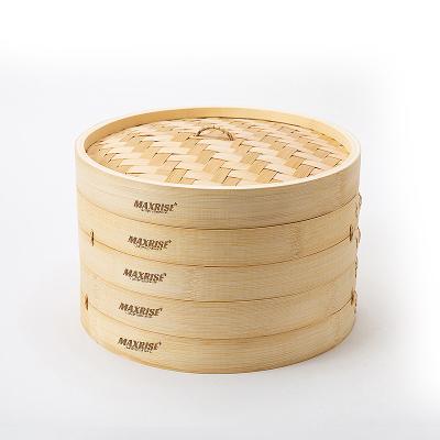 China Sustainable Kitchen Food Steamer Set 6inch 8inch 10inch Food Grade Factory Customized Bamboo Dumpling Basket Food Steamers Steamer for sale