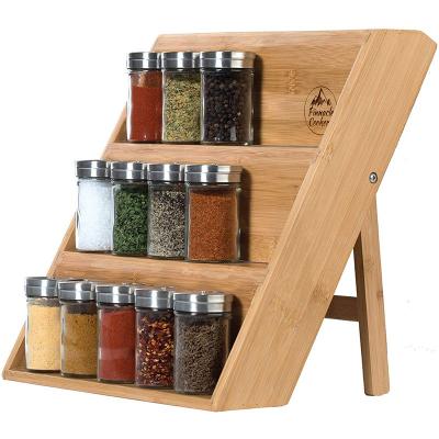 China Amazon Viable 2022 Custom Cabinet Holding Wooden Spice Rack Organizer, Bamboo 3-Tier Kitchen Storage Display Racks for sale