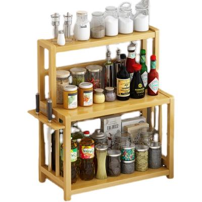 China Viable Kitchen Seasoning Seasoning Free Punch Bamboo Polygon Spice Storage Organizer 3 Layer Knife Storage Rack Sundries for sale