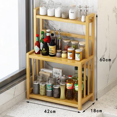 China Durable Bamboo Wooden 3 Tier Spice Rack Spice Storage Durable Organizer for sale