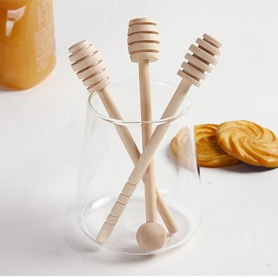 China Honey Dipper Sticks Jams Syrup 8 10 16cm Wooden Viable Drizzler Stirring Stick Honey Jar Dispense Spoon Rod Long Handle Spiral Mixing for sale