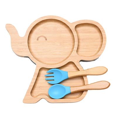 China Wooden Appearance Cute Animal Tray Sustainable Healthy Eco-Friendly For Kids Children Hot Plate Bamboo Dishes Kids Turned Wooden Dish for sale