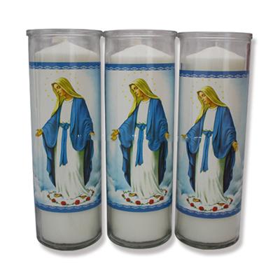 China Factory Directly Sales Flameless Church / Home 8 Inches Religious Glass Jar Candle for sale