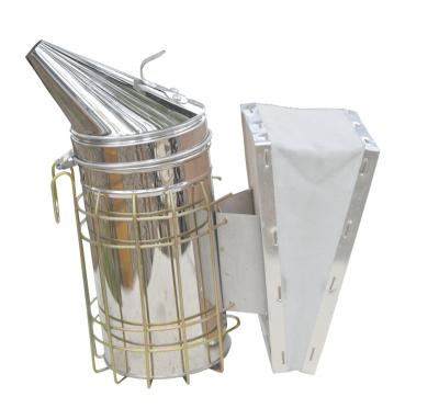 China Bee Farm Stainless Steel Bee Smoker With Heat Shield Beekeeping Equipment for sale