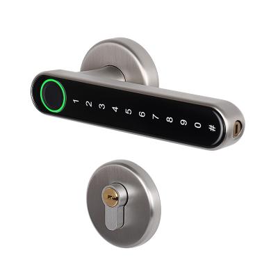 China Fingerprint+Code+Card+Key+app New arrival Smart Semi---Automatic Handle Fingerprint Door Lock For Home Digital Biometric Password Electric Bedroom Door Lock for sale