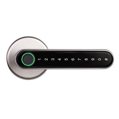 China Fingerprint+Code+Card+Key+app Semi--Automatic Security Biometric Fingerprint Handle Interior Intelligent Lock Keyless Smart Door Lock for bedroom for sale