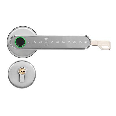 China Fingerprint+Code+Card+Key+app Tuya App Wifi Handle Fingerprint Lock High Security Password Card Digital Electronic Smart Door Lock for sale