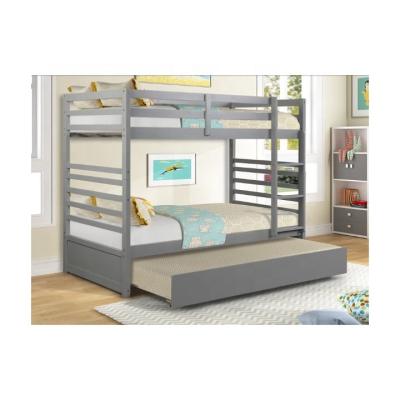 China ODM/OEM Rustic Twin Over Twin Wood Bunk Bed With Caster Bed Frame Bed Room Furniture for sale