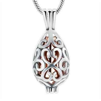 China Cavity CLASSIC Teardrop Memorial Necklace With Rose Gold Mini Cremation Urn Keepsake Jewelry For Women Men Ashes Pendant for sale