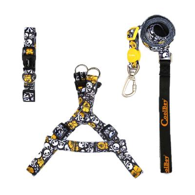 China Custom High Quality Low Price Dog Accessories Leash Polyester Pet Harness Collar Set for sale