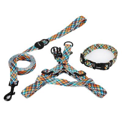 China Custom Dog Collar and Leash Set High Quality Adjustable Fashion Harness Dog Leash for sale