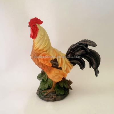 China Hand Painted Around the World Rooster and Hen Polyresin Cockerel Sculpture Chicken for sale